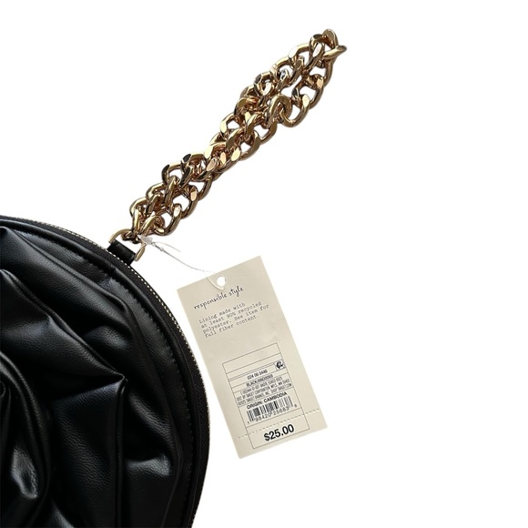 🥀 NWT A New Day Black and Gold 8” Round Rosette Clutch - Picture 6 of 8